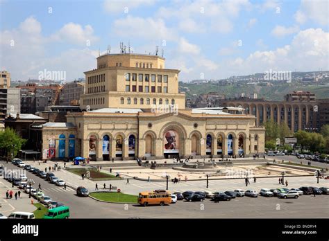 Republic square - Apr 2022. REPUBLIC SQUARE is the heart of Yerevan, the central square of the capital city. It is designed in 1926, completed later (1977), is very big, is surrounded by very important buildings (e.g. History Museum, Government Building, National Gallery, etc.) and is connected with the history of Armenia (e.g. Yearly Parades, Lenin Statue ... 